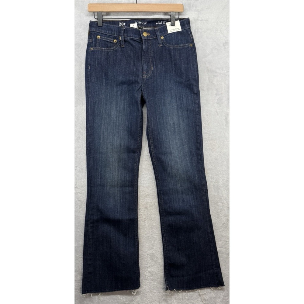 J. Crew Raw Hem Demi Boot Crop Jeans‎ Dark Wash Women's 28T Tall NWT